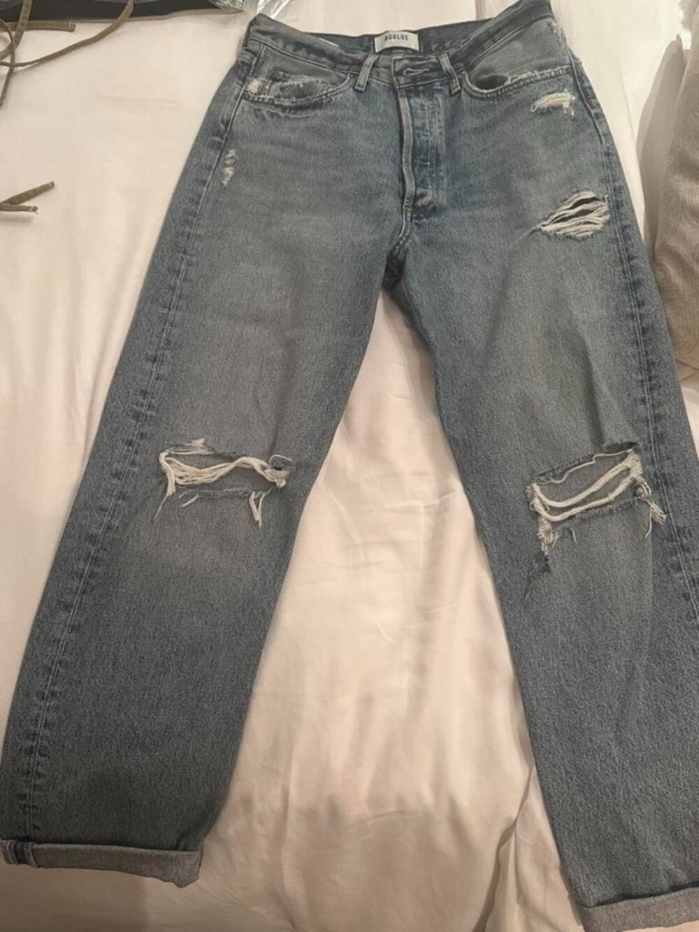 AGOLDE Mid Rise Ripped Blue Jeans Size 26